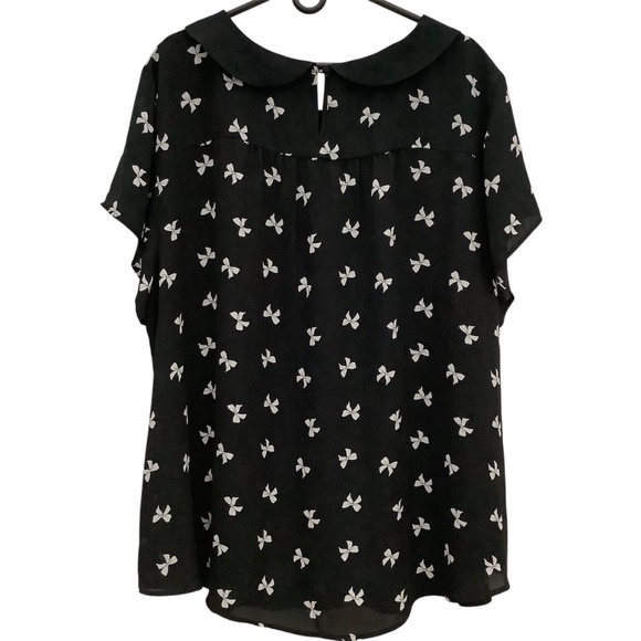 Torrid Black Sheer White Bow Blouse Size 4 - Picture 2 of 6